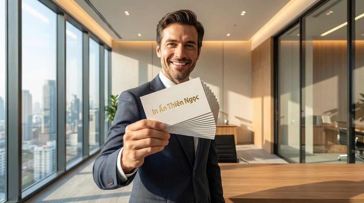 Khách hàng hài lòng với chất lượng vượt trội của sản phẩm gia công danh thiếp từ In Ấn Thiên Ngọc.