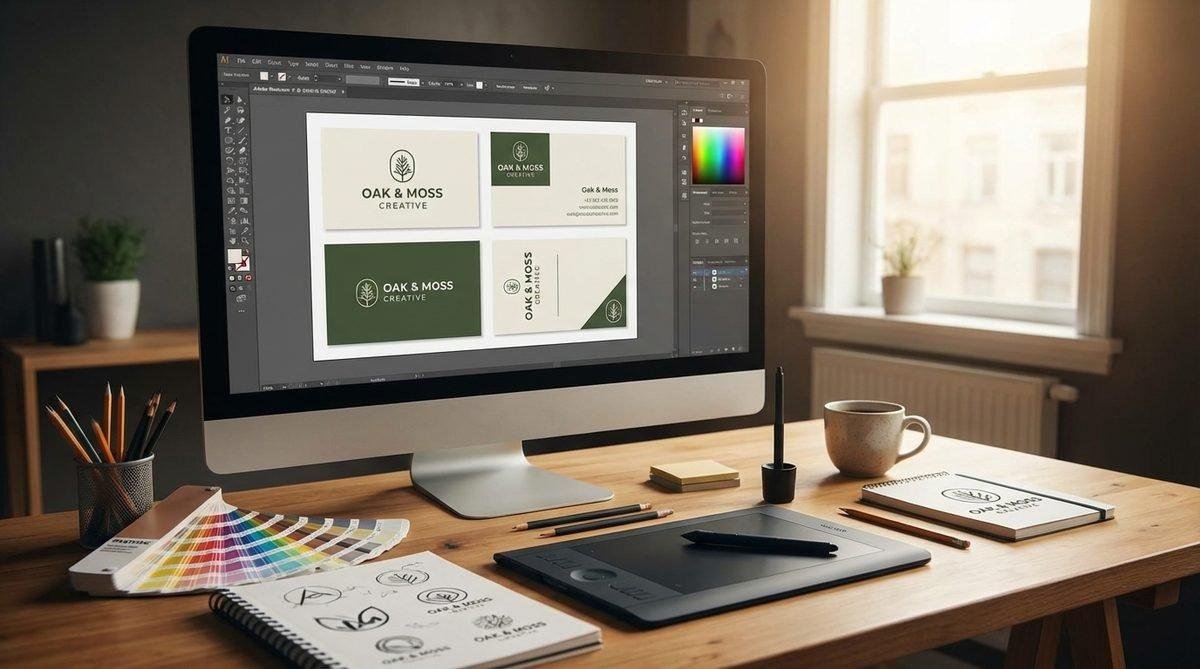Quy trình thiết kế logo trên danh thiếp tại In Ấn Thiên Ngọc, đảm bảo vị trí và thẩm mỹ hoàn hảo.