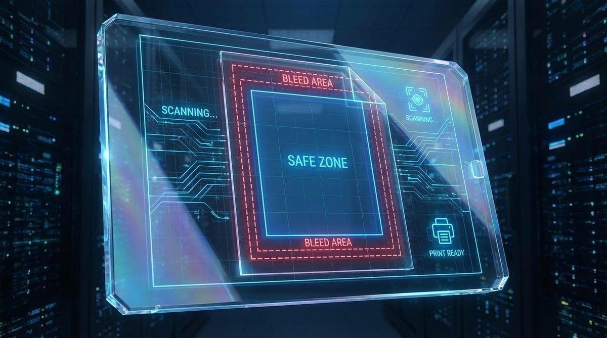 Minh họa khái niệm Bleed Vùng An Toàn In Ấn trong thiết kế số hóa 2026