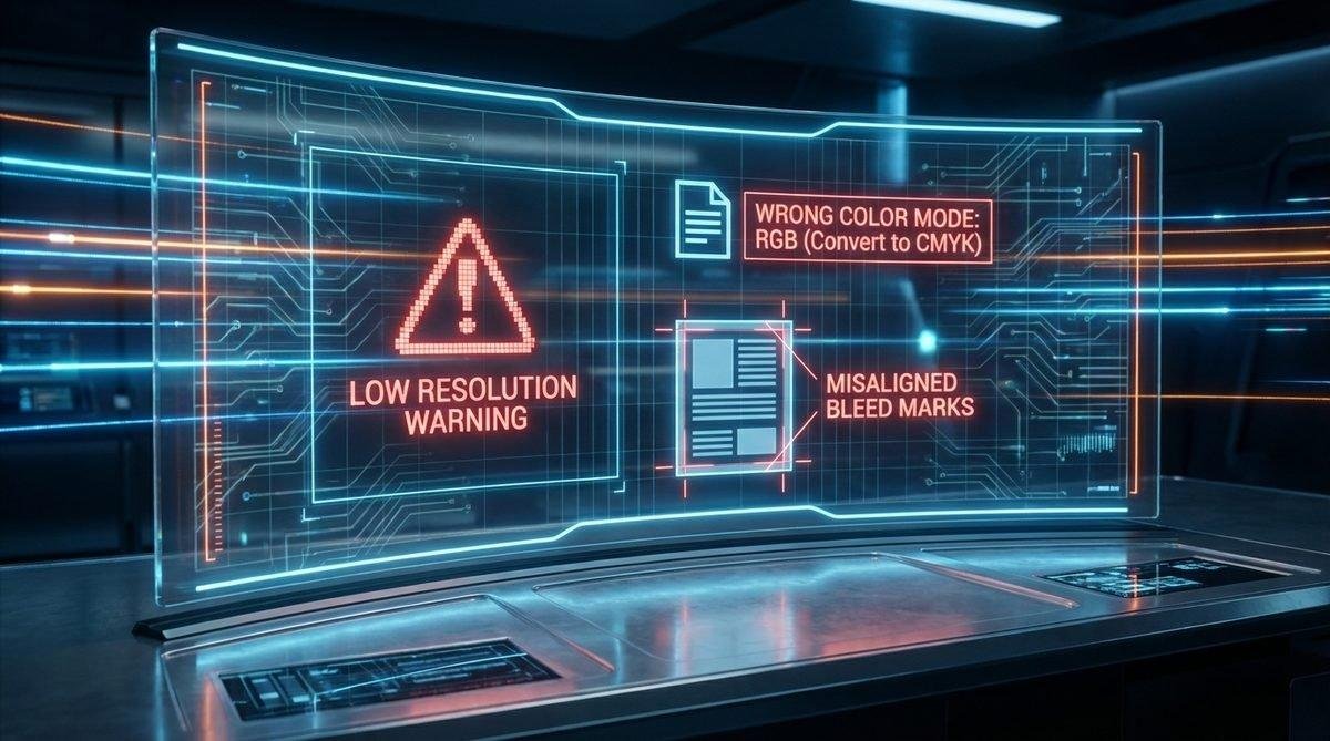 Hệ thống hiển thị các sai lầm thiết kế in ấn thường gặp