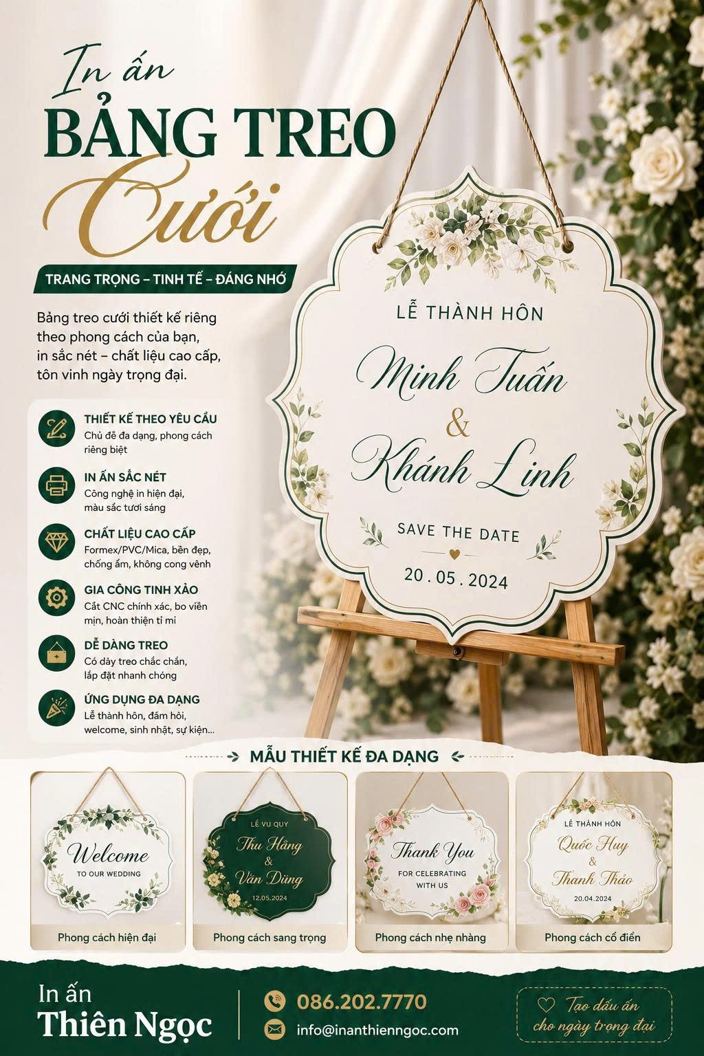 In ấn bảng treo cưới