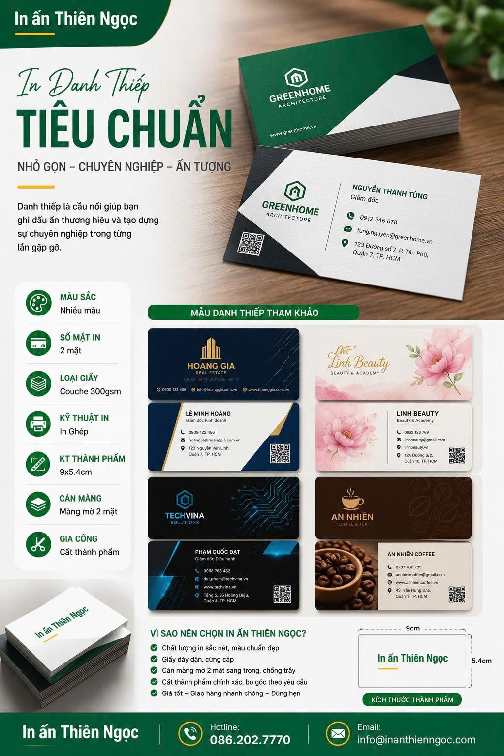 In danh thiếp tiêu chuẩn