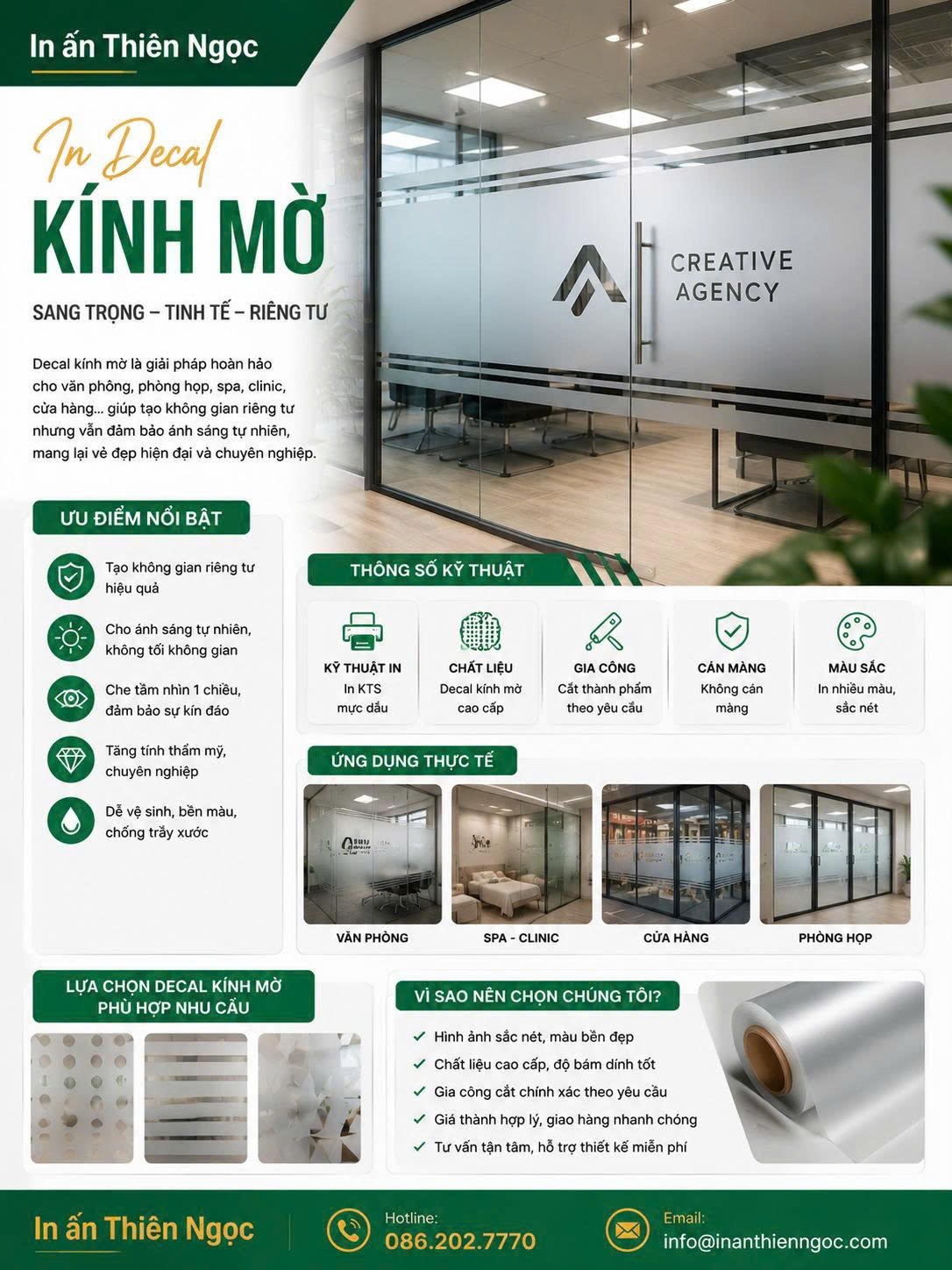 In decal kính mờ