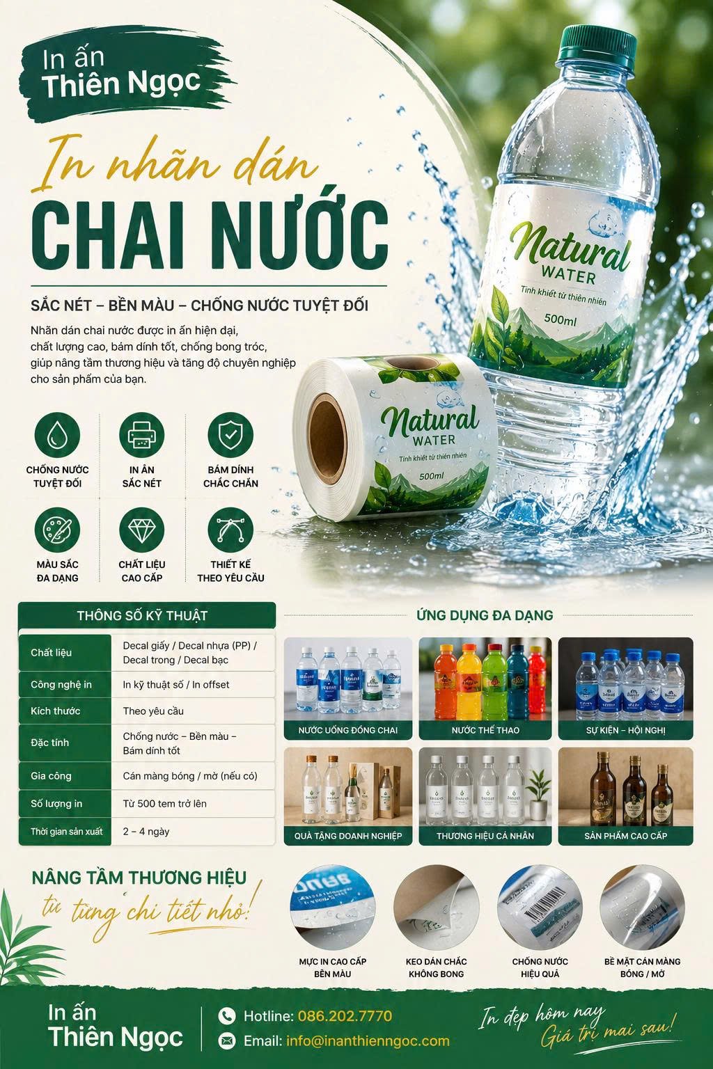 In nhãn dán chai nước
