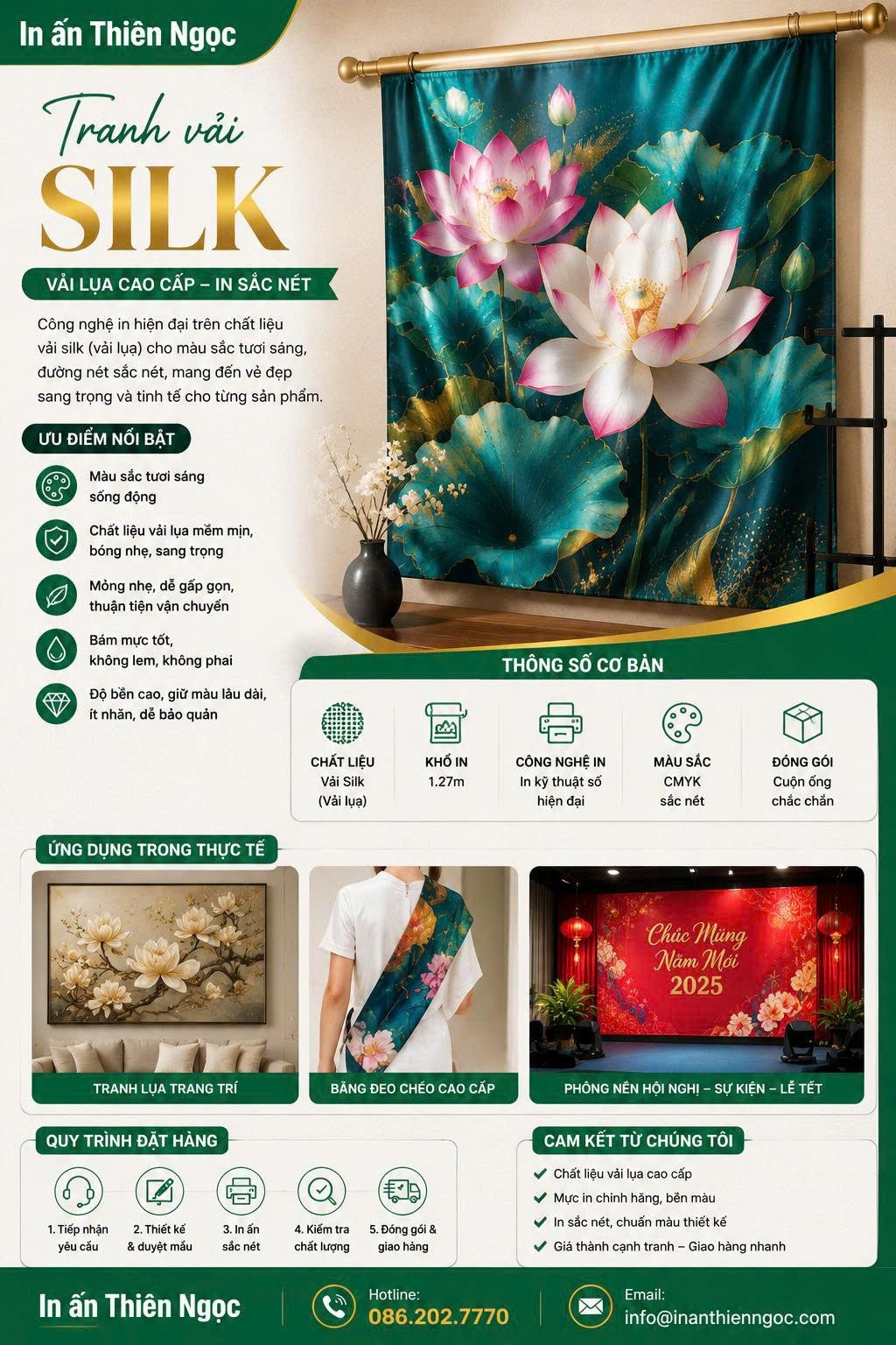 In tranh vải silk