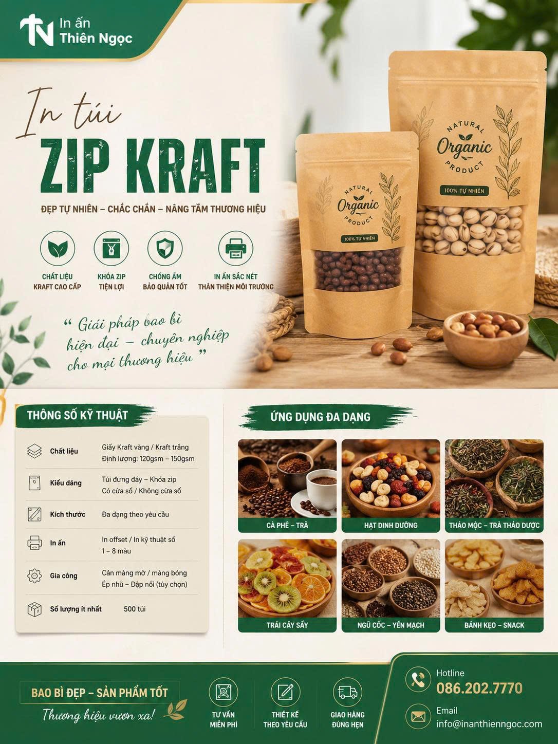 In túi Zip kraft