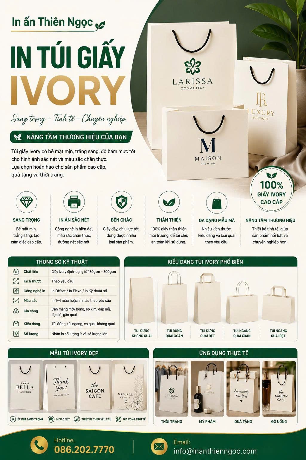 In túi giấy Ivory