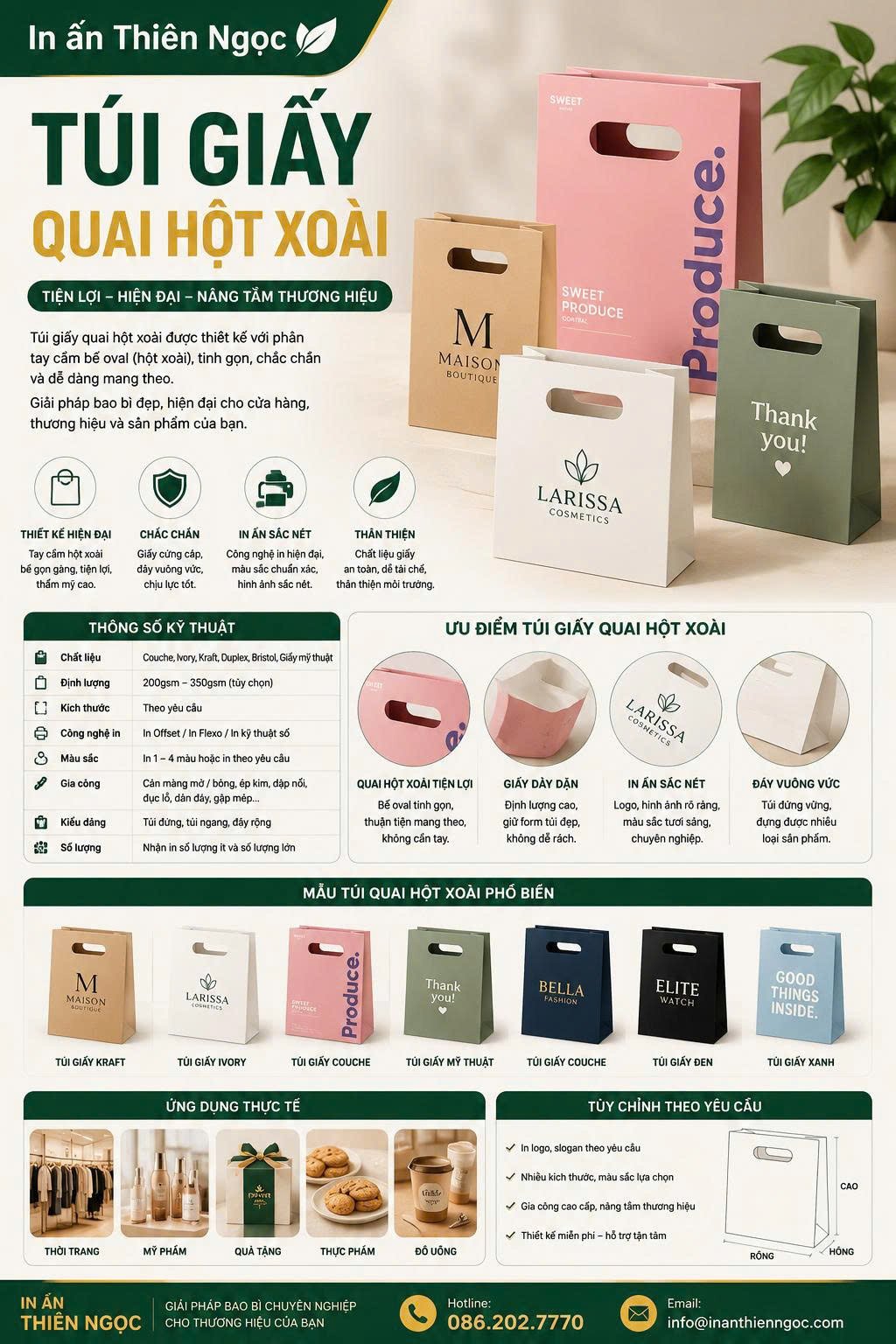 Túi giấy quai hột xoài