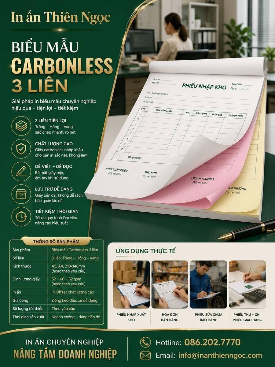 Mẫu poster quảng cáo dịch vụ in Biểu mẫu Carbonless 3 liên cao cấp tại In Ấn Thiên Ngọc