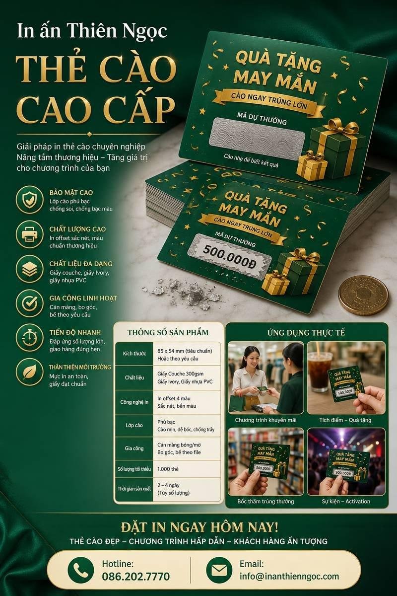 Mẫu thiết kế thẻ cào trúng thưởng đẳng cấp độc quyền từ In Ấn Thiên Ngọc