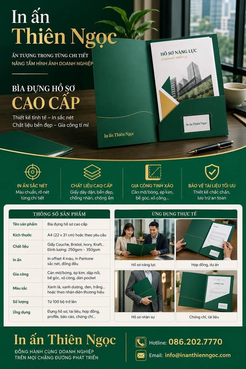 Quy trình gia công kẹp file tài liệu và Bìa Đựng Hồ Sơ Cao Cấp tại In Ấn Thiên Ngọc