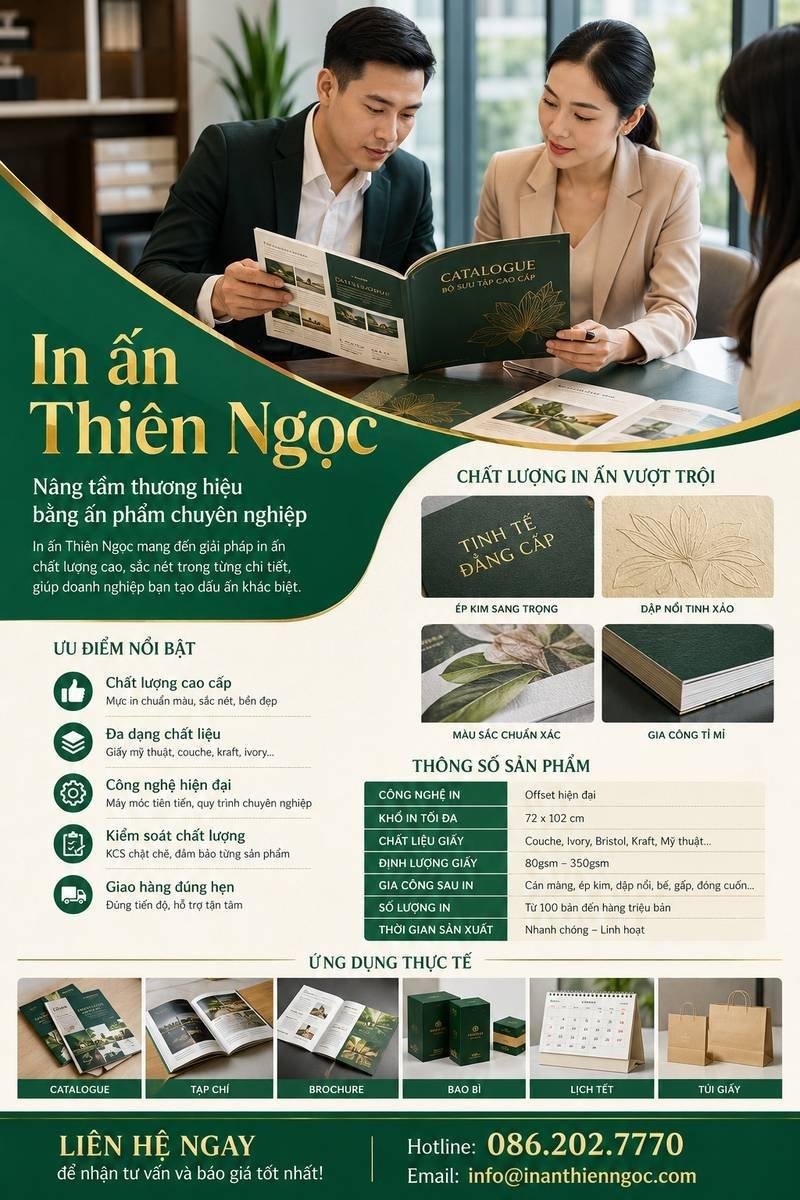 Sản phẩm in ấn Catalogue chất lượng cao của thương hiệu In Ấn Thiên Ngọc