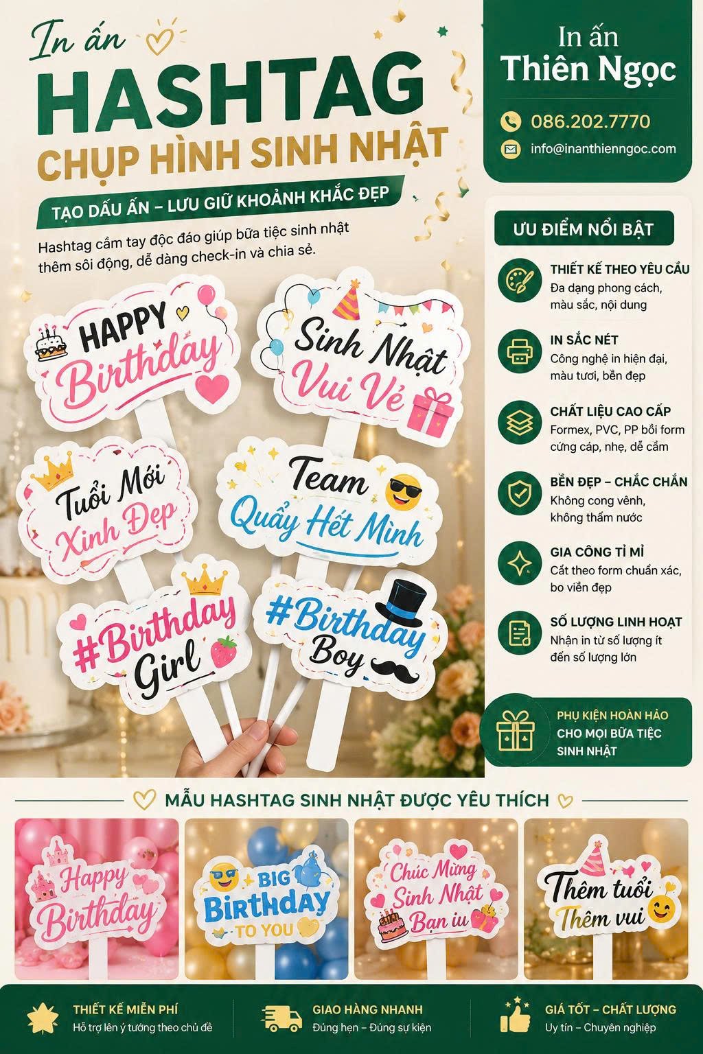 in Hashtag chụp hình sinh nhật