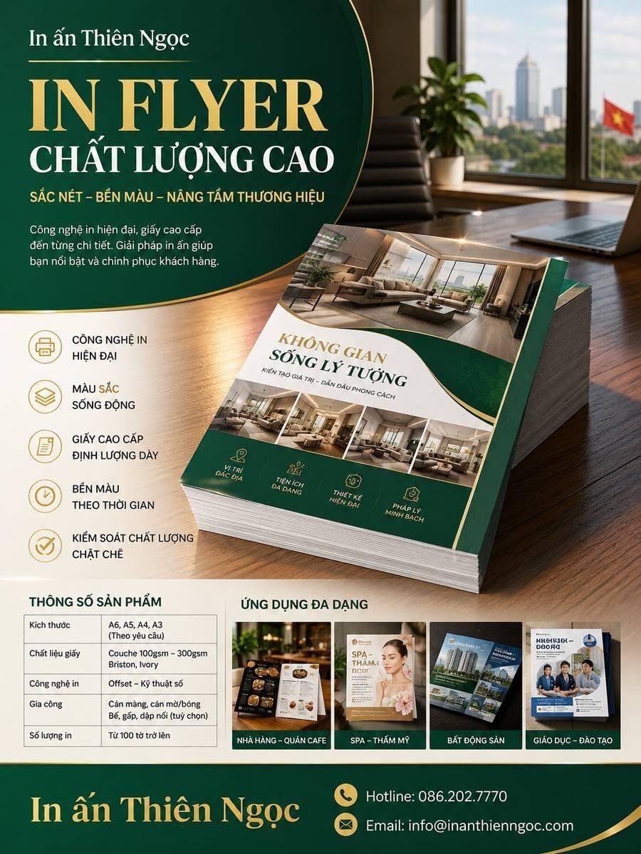 Sản phẩm in tờ rời số lượng ít sắc nét được thiết kế bởi In Ấn Thiên Ngọc