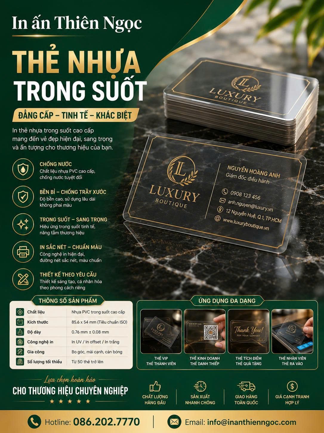 thẻ nhựa trong suốt