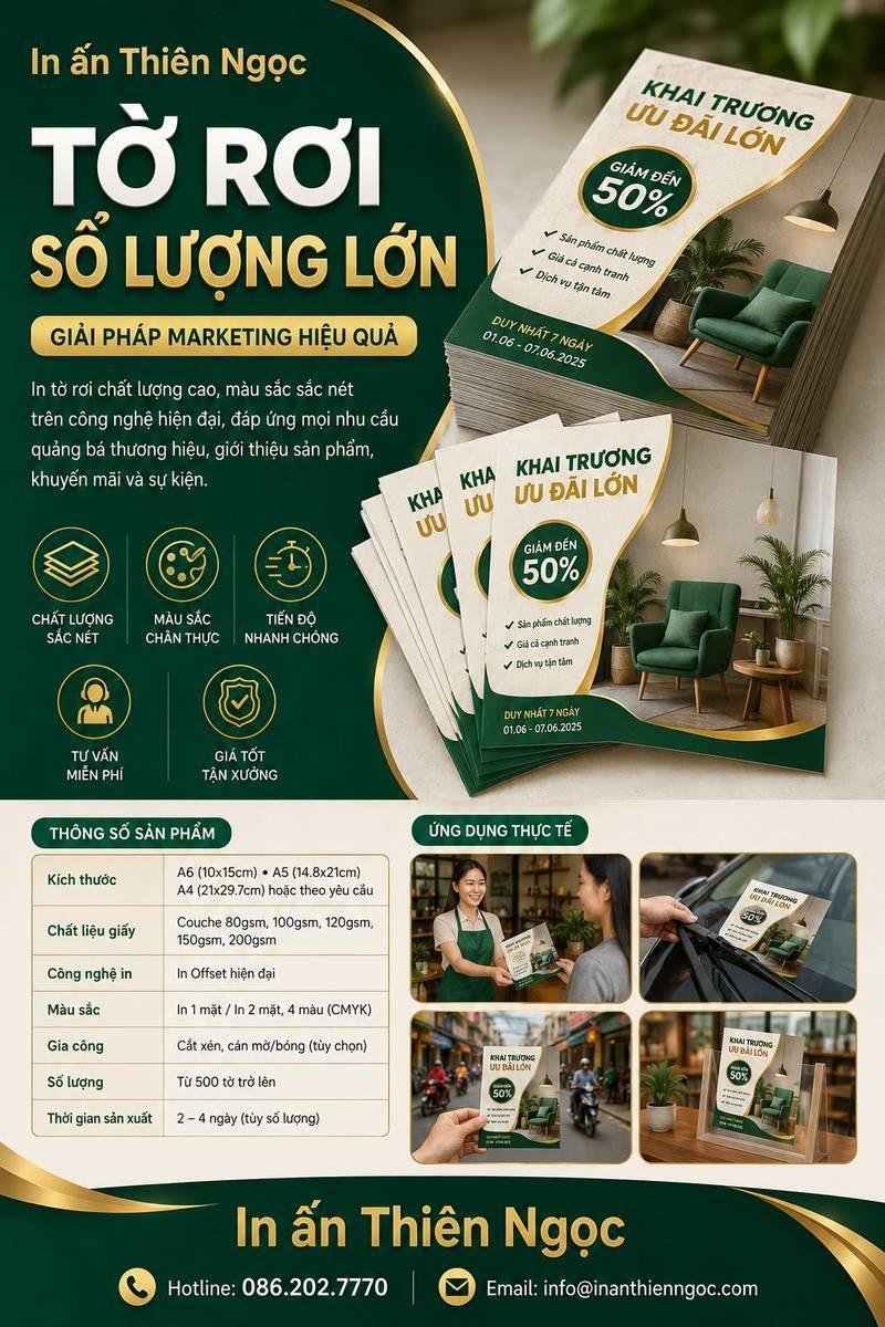 Dịch vụ in tờ rơi số lượng lớn chuyên nghiệp tại In Ấn Thiên Ngọc